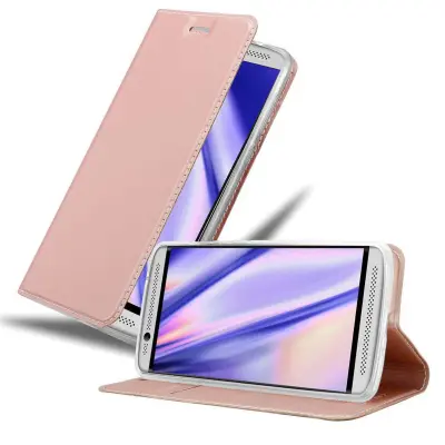 Cadorabo Ohišje, združljivo z ZTE Axon 7 MINI v klasična rožnata zlata - Zaščitni ovitek z magnetnim zapiranjem, stoječo funkcijo in režo za kartice