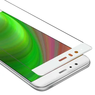 CADORABO Huawei P9 - Zaščitna folija za transparentna z belo - Zaščitno steklo s kaljenim zaslonom s trdoto 9H in 3D dotikom