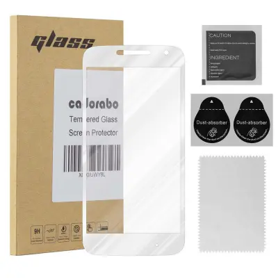 CADORABO Motorola MOTO G4 PLAY - Zaščitna folija za transparentna z belo - Zaščitno steklo s kaljenim zaslonom s trdoto 9H in 3D dotikom