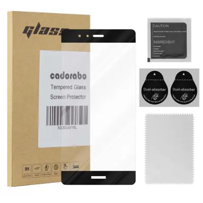 CADORABO Huawei P9 PLUS - Zaščitna folija za transparentna s črno barvo - Zaščitno steklo s kaljenim zaslonom s trdoto 9H in 3D dotikom