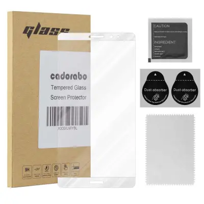 CADORABO Huawei MATE 8 - Zaščitna folija za transparentna z belo - Zaščitno steklo s kaljenim zaslonom s trdoto 9H in 3D dotikom