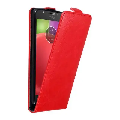 Cadorabo Ohišje, združljivo z Motorola MOTO E4 v rdeče jabolko - Zaščitni ovitek v obliki flipa z magnetnim zapiranjem