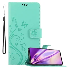 CADORABO Samsung Galaxy A71 4G v klasično srebrno - ovitek v cvetličnem dizajnu z magnetnim zapiranjem, stoječo funkcijo in režami za kartice