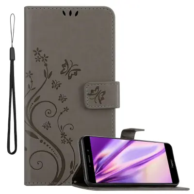 CADORABO Huawei MATE 9 LITE/GR5 2017/Honor 6X črna - ovitek v cvetličnem dizajnu z magnetnim zapiranjem, stoječo funkcijo in režami za kartice