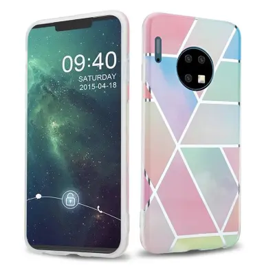CADORABO CARE, združljiv s Huawei v mavričnem marmorju št. 11 - Zaščitni pokrov iz silikona TPU z vzorcem mozaika
