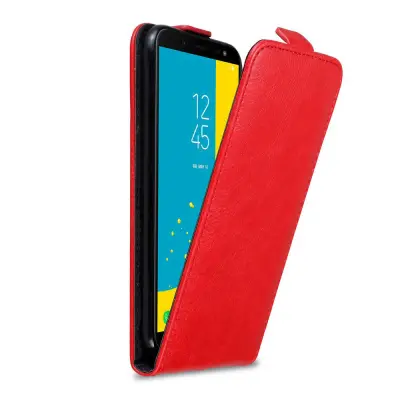 Cadorabo Ohišje, združljivo z Samsung Galaxy J6 2018 v rdeče jabolko - Zaščitni ovitek v obliki flipa z magnetnim zapiranjem