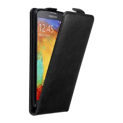Cadorabo Ohišje, združljivo z Samsung Galaxy NOTE 3 NEO v nočna črna - Zaščitni ovitek v obliki flipa z magnetnim zapiranjem