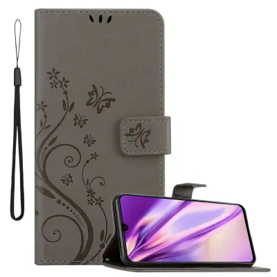 CADORABO Samsung Galaxy A90 5G v klasična črna - ovitek v cvetličnem dizajnu z magnetnim zapiranjem, stoječo funkcijo in režami za kartice