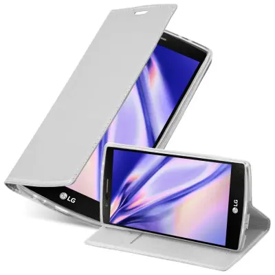 Cadorabo Ohišje, združljivo z LG G4 / G4 PLUS v klasično srebrno - Zaščitni ovitek z magnetnim zapiranjem, stoječo funkcijo in režo za kartice