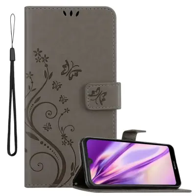 CADORABO Huawei Y6 PRO 2019 v klasična črna - ovitek v cvetličnem dizajnu z magnetnim zapiranjem, stoječo funkcijo in režami za kartice