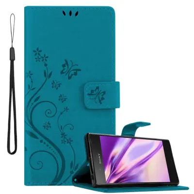 CADORABO Sony Xperia XZ1 v klasična rožnata zlata - ovitek v cvetličnem dizajnu z magnetnim zapiranjem, stoječo funkcijo in režami za kartice