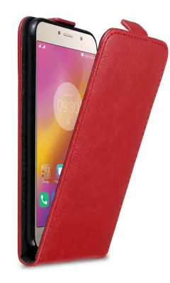 Cadorabo Ohišje, združljivo z Lenovo P2 v rdeče jabolko - Zaščitni ovitek v obliki flipa z magnetnim zapiranjem
