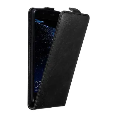 Cadorabo Ohišje, združljivo z Huawei P10 v nočna črna - Zaščitni ovitek v obliki flipa z magnetnim zapiranjem