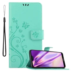 CADORABO Huawei P20 LITE 2018/NOVA 3E v klasično srebrno - ovitek v cvetličnem dizajnu z magnetnim zapiranjem, stoječo funkcijo in režami za kartice