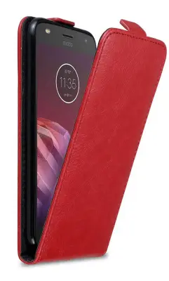 Cadorabo Ohišje, združljivo z Motorola MOTO Z2 PLAY / Z2 FORCE v rdeče jabolko - Zaščitni ovitek v obliki flipa z magnetnim zapiranjem