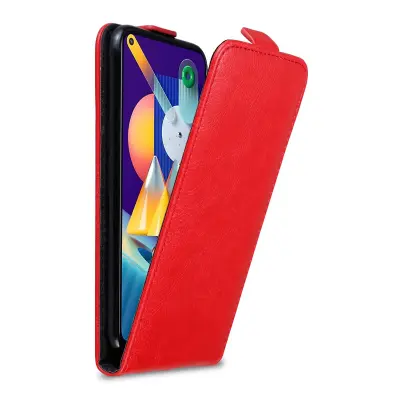 Cadorabo Ohišje, združljivo z Samsung Galaxy A11 / M11 v rdeče jabolko - Zaščitni ovitek v obliki flipa z magnetnim zapiranjem