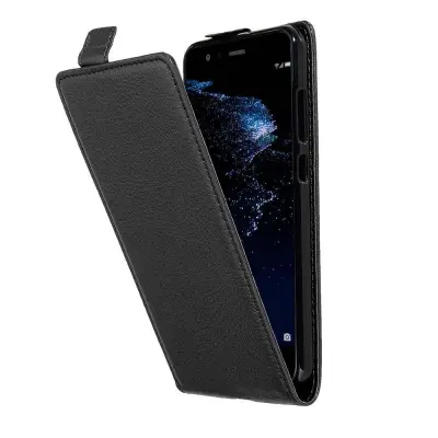 Cadorabo Ohišje, združljivo z Huawei P10 LITE v oksidna črna - Zaščitni ovitek v obliki flipa iz teksturiranega umetnega usnja