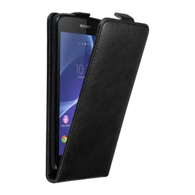 Cadorabo Ohišje, združljivo z Sony Xperia Z3 v nočna črna - Zaščitni ovitek v obliki flipa z magnetnim zapiranjem