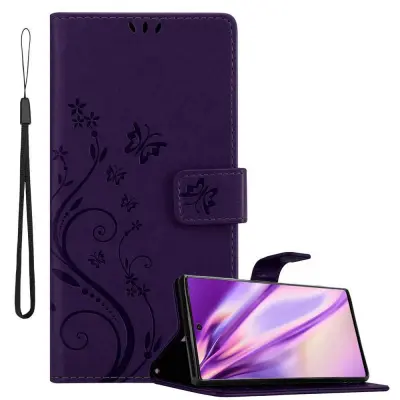 CADORABO Samsung Galaxy NOTE 10 v klasična temno modra - ovitek v cvetličnem dizajnu z magnetnim zapiranjem, stoječo funkcijo in režami za kartice