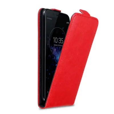 Cadorabo Ohišje, združljivo z Sony Xperia XZ2 COMPACT v rdeče jabolko - Zaščitni ovitek v obliki flipa z magnetnim zapiranjem