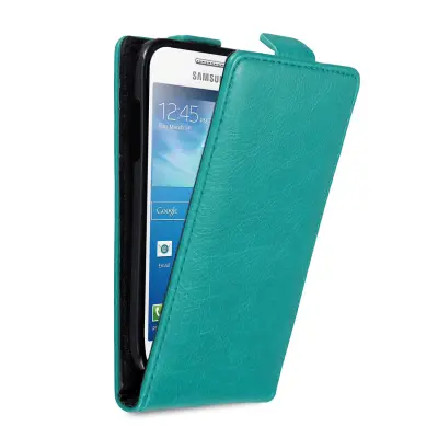 Cadorabo Ohišje, združljivo z Samsung Galaxy S4 MINI v bencinsko turkizna - Zaščitni ovitek v obliki flipa z magnetnim zapiranjem