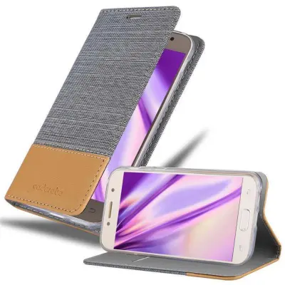 CADORABO Ohišje, združljiv s Samsungom v svetlo sivo rjavi barvi - zaščitni pokrov z magnetnim zapiranjem, stoječo funkcijo in režo za kartico