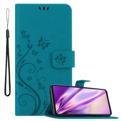 Cadorabo Ohišje, združljivo z Samsung Galaxy A72 4G / 5G v klasična rožnata zlata - Zaščitni ovitek v cvetličnem dizajnu z magnetnim zapiranjem, stoječo funkcijo in režami za kartice