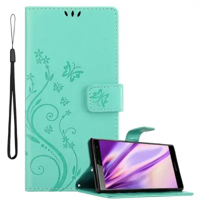 CADORABO Sony Xperia XZ2 v klasično srebrno - ovitek v cvetličnem dizajnu z magnetnim zapiranjem, stoječo funkcijo in režami za kartice
