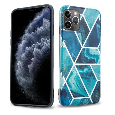 Cadorabo Case, združljiv z Apple in Blue Wave Marmor št. 13 - Zaščitni pokrov iz silikona TPU z mozaikom vzorca