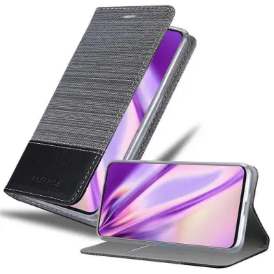 Cadorabo Case, združljiv s Samsungom v sivi črni barvi - zaščitni pokrov z magnetnim zapiranjem, stoječo funkcijo in režo za kartico