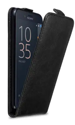 Cadorabo Ohišje, združljivo z Sony Xperia X COMPACT v nočna črna - Zaščitni ovitek v obliki flipa z magnetnim zapiranjem