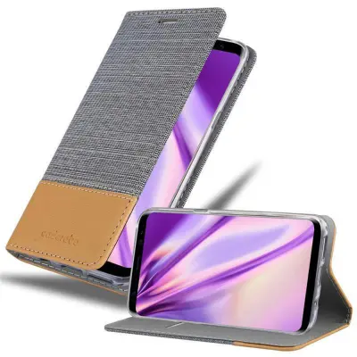CADORABO Ohišje, združljiv s Samsungom v svetlo sivo rjavi barvi - zaščitni pokrov z magnetnim zapiranjem, stoječo funkcijo in režo za kartico