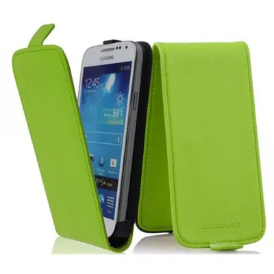 Cadorabo Ohišje, združljivo z Samsung Galaxy S4 MINI v jabolčno zelena - Zaščitni ovitek v obliki flipa iz gladkega umetnega usnja