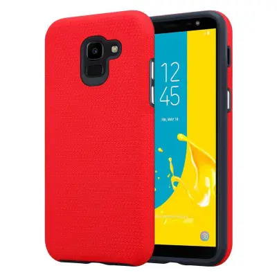 CADORABO Samsung v nageljni rdeči - zunanji hibridni zaščitni pokrov z dodatnim oprijemom površine v trikotniku, narejen iz silikona in plastike