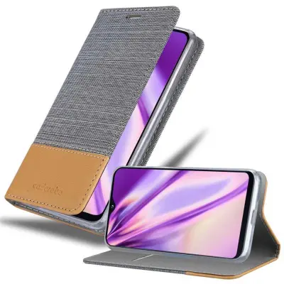 CADORABO Ohišje, združljiv s Samsungom v svetlo sivo rjavi barvi - zaščitni pokrov z magnetnim zapiranjem, stoječo funkcijo in režo za kartico