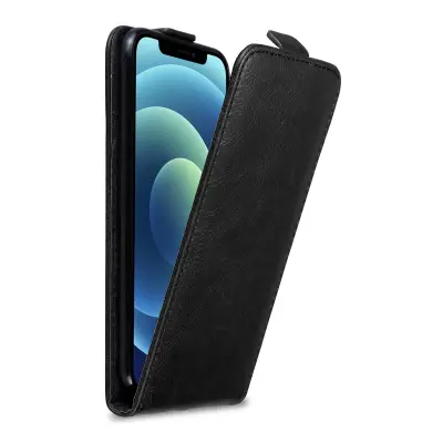 Cadorabo Ohišje, združljivo z Apple iPhone 12 / 12 PRO v nočna črna - Zaščitni ovitek v obliki flipa z magnetnim zapiranjem