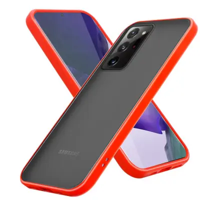 CADORABO Samsung v zamrznjenih rdečih - črnih tipkah - hibridni zaščitni pokrov s silikonom TPU v notranjosti in mat plastičnim hrbtom