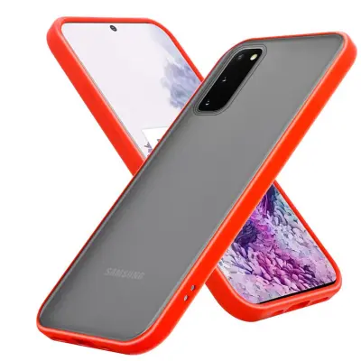 CADORABO Samsung v zamrznjenih rdečih - črnih tipkah - hibridni zaščitni pokrov s silikonom TPU v notranjosti in mat plastičnim hrbtom