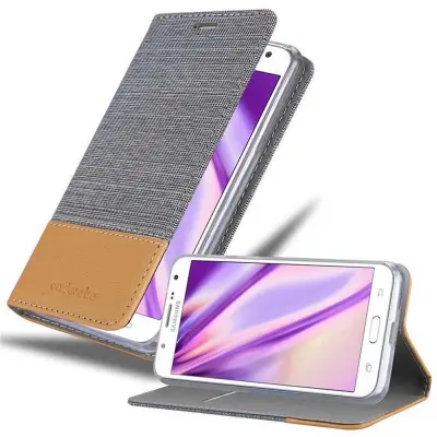 CADORABO Ohišje, združljiv s Samsungom v svetlo sivo rjavi barvi - zaščitni pokrov z magnetnim zapiranjem, stoječo funkcijo in režo za kartico