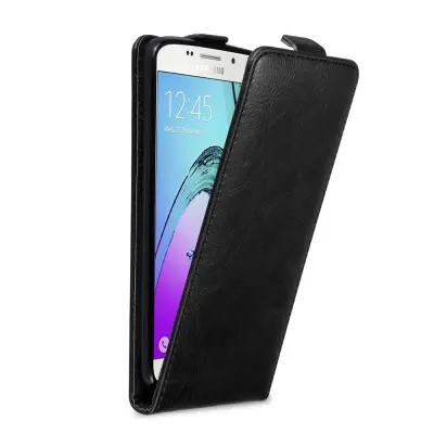 Cadorabo Ohišje, združljivo z Samsung Galaxy A5 2016 v kaviar črna - Zaščitni ovitek v obliki flipa iz gladkega umetnega usnja
