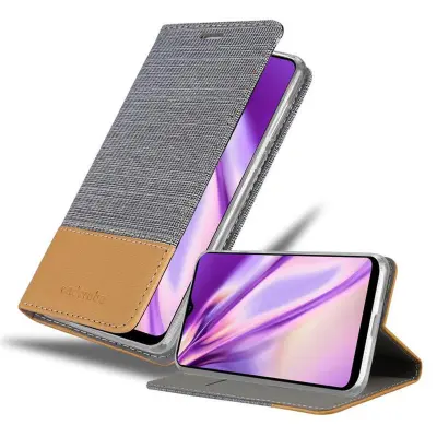 CADORABO Ohišje, združljiv s Samsungom v svetlo sivo rjavi barvi - zaščitni pokrov z magnetnim zapiranjem, stoječo funkcijo in režo za kartico