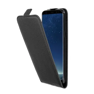 Cadorabo Ohišje, združljivo z Samsung Galaxy S8 PLUS v oksidna črna - Zaščitni ovitek v obliki flipa iz teksturiranega umetnega usnja