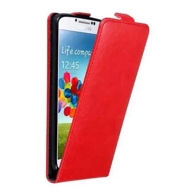 Cadorabo Ohišje, združljivo z Samsung Galaxy S4 v rdeče jabolko - Zaščitni ovitek v obliki flipa z magnetnim zapiranjem
