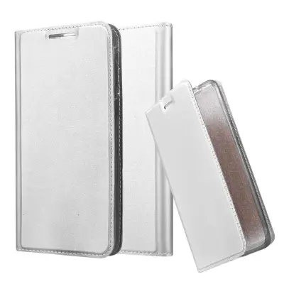Cadorabo Ohišje, združljivo z HTC Desire 820 v klasično srebrno - Zaščitni ovitek z magnetnim zapiranjem, stoječo funkcijo in režo za kartice
