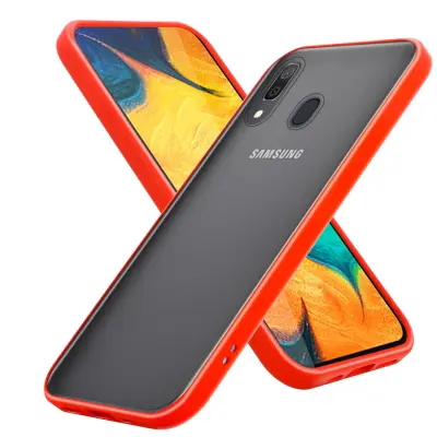 CADORABO Samsung v zamrznjenih rdečih - črnih tipkah - hibridni zaščitni pokrov s silikonom TPU v notranjosti in mat plastičnim hrbtom