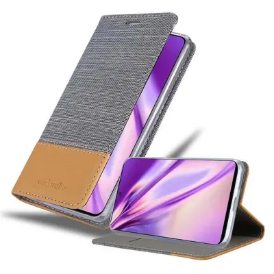 CADORABO Ohišje, združljiv s Samsungom v svetlo sivo rjavi barvi - zaščitni pokrov z magnetnim zapiranjem, stoječo funkcijo in režo za kartico