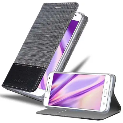 Cadorabo Case, združljiv s Samsungom v sivi črni barvi - zaščitni pokrov z magnetnim zapiranjem, stoječo funkcijo in režo za kartico