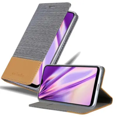 CADORABO Ohišje, združljiv s Samsungom v svetlo sivo rjavi barvi - zaščitni pokrov z magnetnim zapiranjem, stoječo funkcijo in režo za kartico