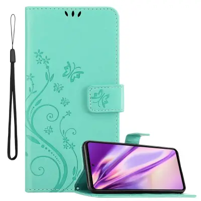 CADORABO Samsung Galaxy A72 4G/5G v klasično srebrno - ovitek v cvetličnem dizajnu z magnetnim zapiranjem, stoječo funkcijo in režami za kartice
