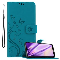 CADORABO Huawei Y6 2019 v klasična rožnata zlata - ovitek v cvetličnem dizajnu z magnetnim zapiranjem, stoječo funkcijo in režami za kartice